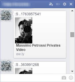 Immagine della chat di Facebook con un messaggio inviato da un malware